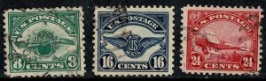 USA #C4-6 used early airmails