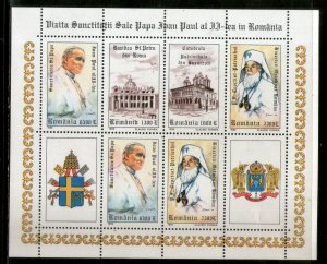 Romania 1999 Pope John Paul II Visit Sc 4299  Sheetlet MNH # 7592