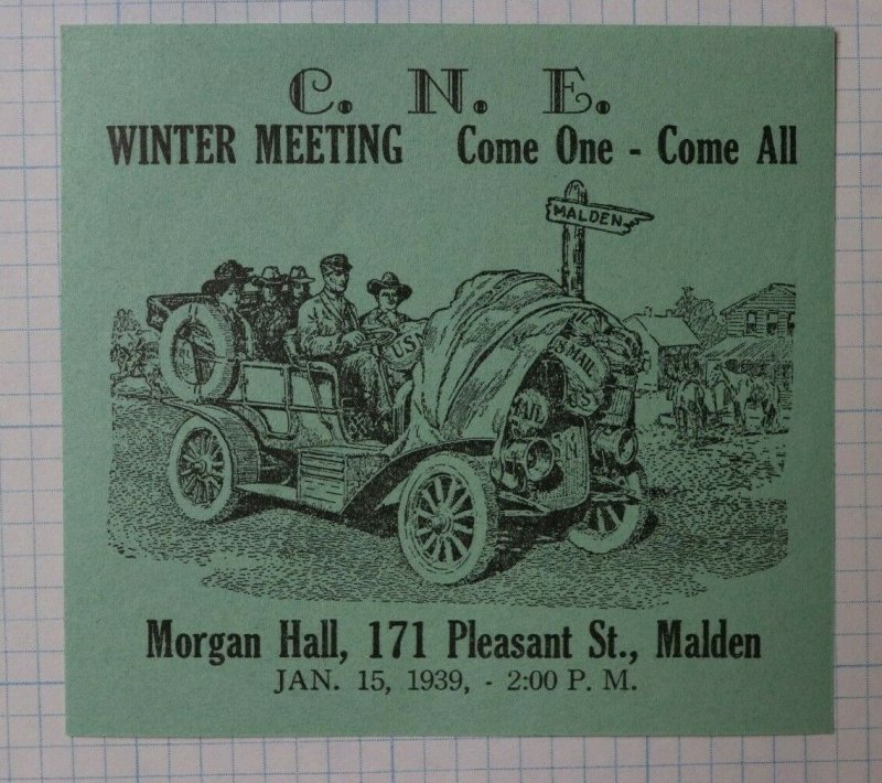 CNE 1939 Winter Meeting Malden MA Central New England Philatelic Souvenir Label