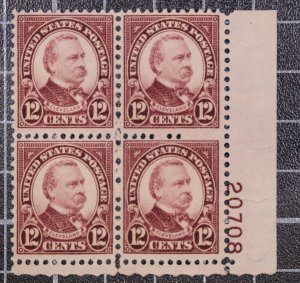 Scott 693 - 12 Cents Cleveland MNH - Plate Block Of 4 LR 20708 SCV - $35.00