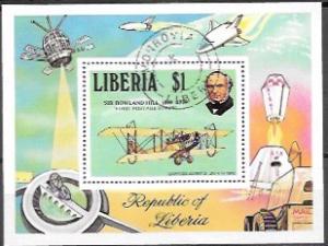 Liberia. Souvenir Sheet - 1979. Sir Rowland Hill. Inventor. Airplanes