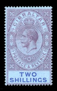 Gibraltar #85 Cat$21, 1921 2sh gray violet and ultramarine, lightly hinged