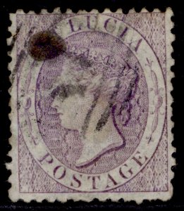 ST. LUCIA QV SG13b, (6d) deep lilac, USED. Cat £45.