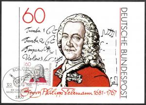 Germany 1981 Maxicard Composer Georg Philipp Telemann