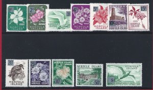 1966 Norfolk - Ordinary Flowers and Birds, Yvert n 62-74 - 12 Values MNH**