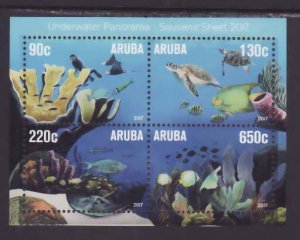 Aruba-Sc#533- id5-unused NH sheet-Marine Life-Turtles-Fish-Coral-2017-