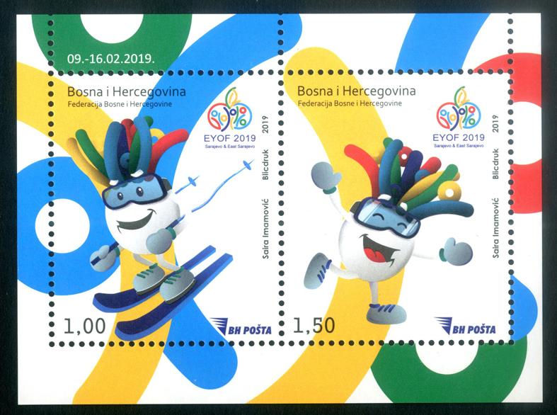 Bosnia 2019 EYOF Europa Youth Olympic Winter Festival Sports Skiing block MNH