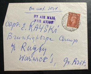 1948 Polish Middle East Forces British PO ON Active Service Cover To Warwick UK 