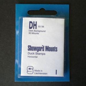 Showgard Stamp Mounts Size DH 52 / 36 BLACK Background Pack of 30