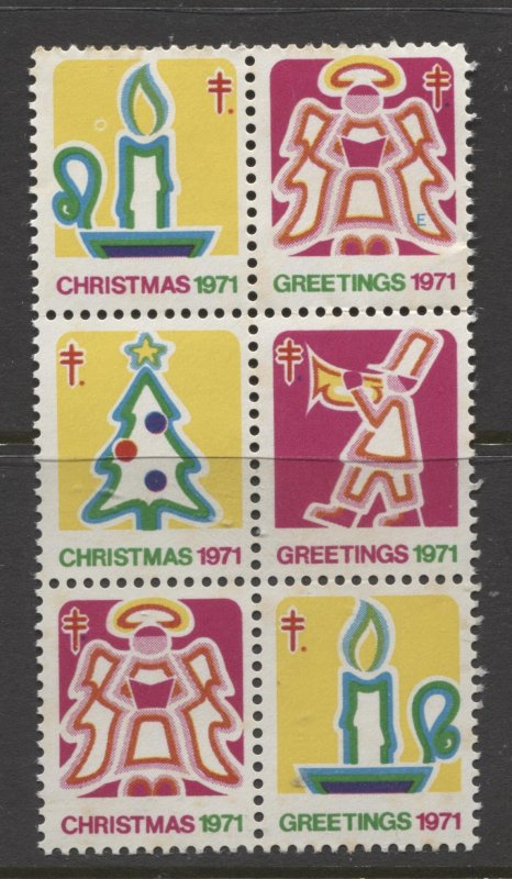 STAMP STATION PERTH USA  1971 Christmas Seals Block of 6 MNH