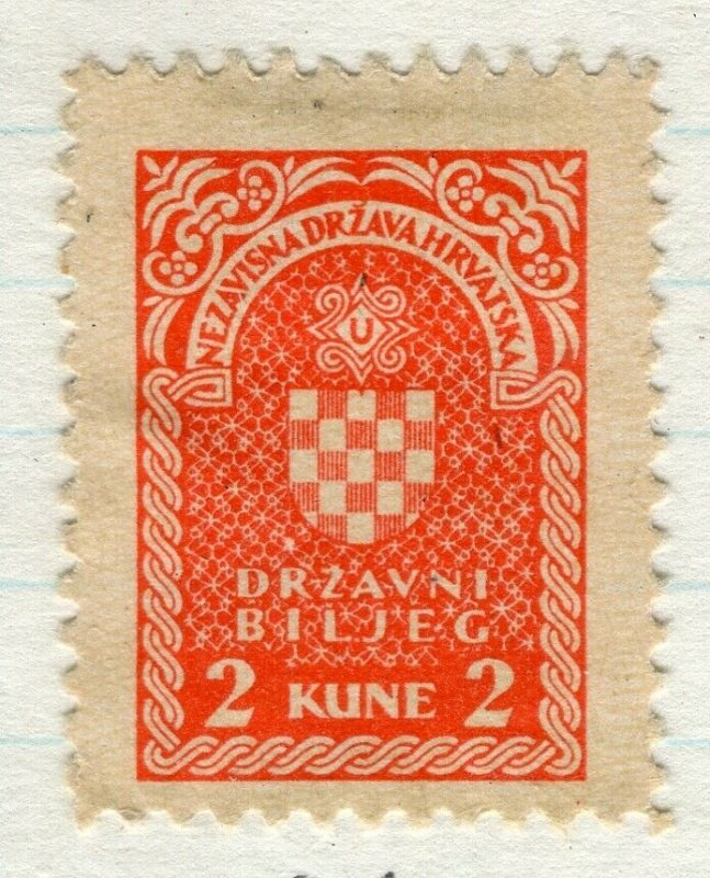 CROATIA; 1940s early classic Revenue/Fiscal issue fine mint 2k. value