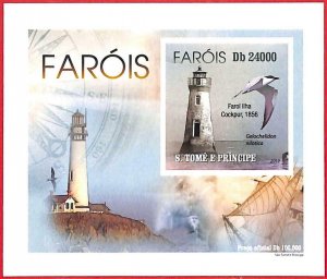 A4462 - SAO TOME & PRINCIPE- ERROR IMPERF Souvenir s: 2010, Lighthouses, Birds