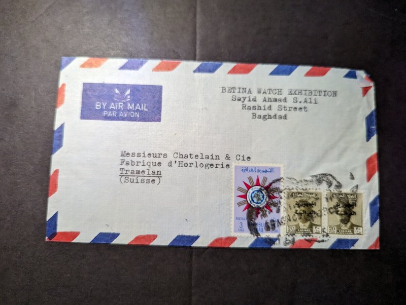 1959 Iraq Airmail Cover Baghdad to Tamelan Switzerland