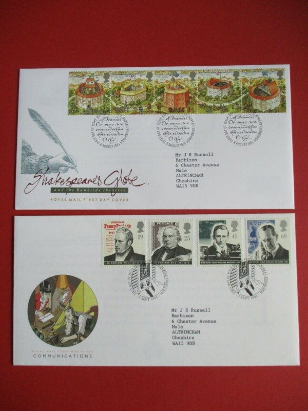 1995 GB First Day Covers Complete Run Philatelic Bureau Edinburgh Used Typed