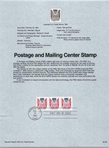 USPS SOUVENIR PAGE POSTAGE AND MAILING CENTER $0.29 POSTAGE VENDING MACHINE 1994