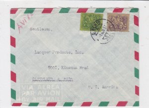 portugal 1957 air mail stamps cover ref 19365