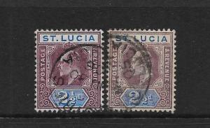 ST LUCIA  1904-10   2 1/2d  KEVII   FU BOTH TYPES     SG 68/a