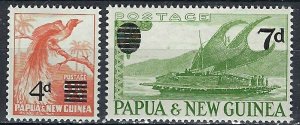 Papua New Guinea 137-38 MNH 1957 Surcharges (ak2849)