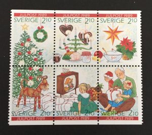 Sweden 1989 #1766-71 Booklet Pane, Christmas, MNH.