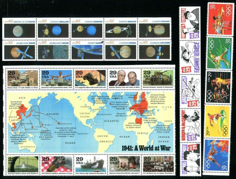 US 1991 Commemorative Year Set 55 stamps  Mint NH, Mounts Included, see scans