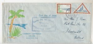 NETHERLANDS ANTILLES, 1955 Caribbean Commission pair, First Day cover. 