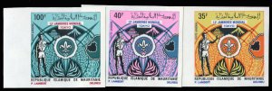 Mauritania #C110-112, 1971 Boy Scouts, imperf. set of three, never hinged