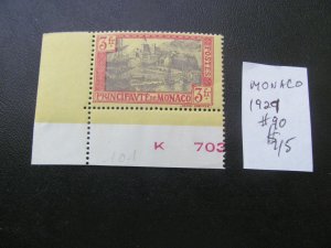 MONACO 1927 MNH  SC 90 CORNER MARGIN VF $45 (160)