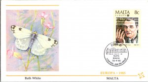 Malta, Worldwide First Day Cover, Europa, Butterflies, Music