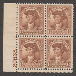 U.S. Scott Scott #706 Washington Stamp - Mint Plate Block
