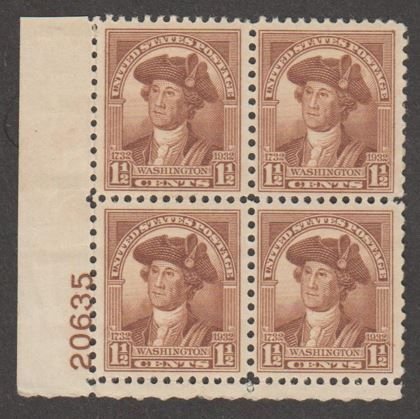 U.S. Scott Scott #706 Washington Stamp - Mint Plate Block