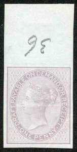 1d Postal Fiscal Marginal Imprimatur Plate 36 Ex Lord Crawford