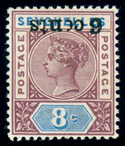 MOMEN: SEYCHELLES SG #40a 1901 INVERTED SURCHARGE MINT OG H **CERT**