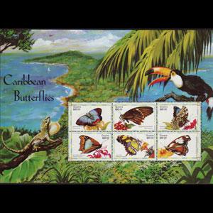 GUYANA 1999 - Scott# 3382 Sheet-Butterflies NH