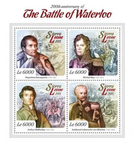 SIERRA LEONE - 2015 - Battle of Waterloo - Perf 4v Sheet - Mint Never Hinged