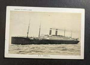 1923 US Sea Post SS America Picture Postcard Cover to New Jersey USA