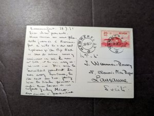 1935 Norway Postcard Cover Hammerfest to Lausanne Switzerland