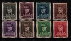 Belgium Scott 229-36 Mint hinged (Catalog Value $78.00) - #232 is used