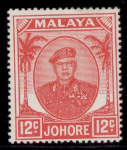 MALAYSIA - Johore GVI SG139a, 12c scarlet, M MINT. Cat £13.