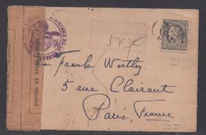 **US 20th Century Reg Cover, SC# 437, 12/7/1915 Censored, 9 B/S, Telegraph Lbl