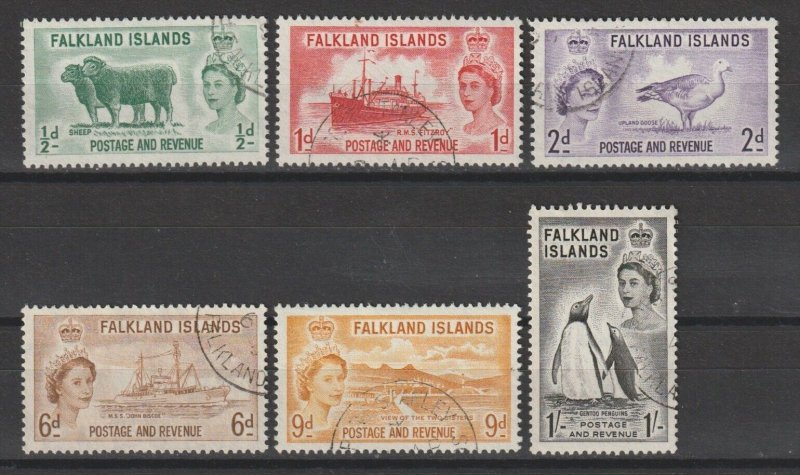 FALKLAND ISLANDS 1955/7 SG 187/92 USED Cat £23