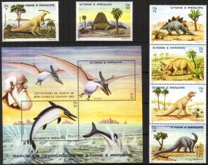 Sao Tome and Principe 1982 Dinosaurs set of 6 + S/S MNH