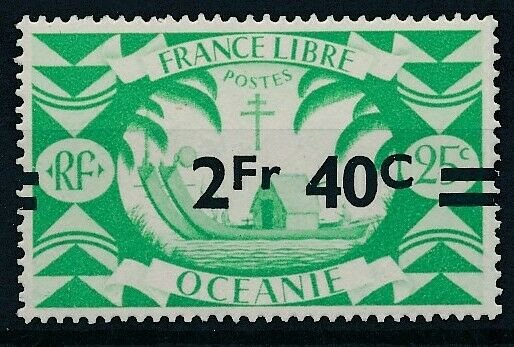 [304] Oceania 1945 good Stamp very fine MNH Shifted Overprinted Value $55