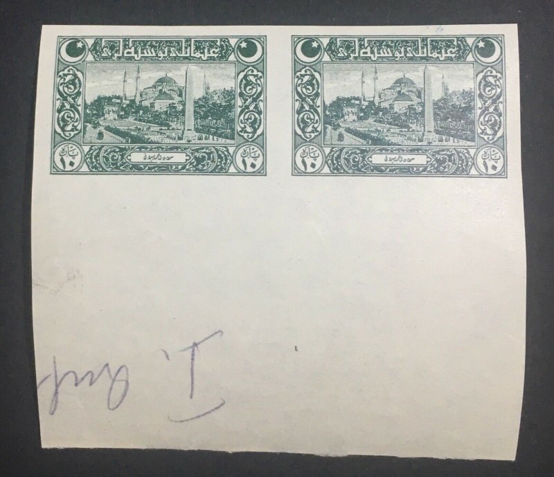 MOMEN: TURKEY SC #550 VAR. 10pa. 1918 IMPERF PAIR MINT OG NH RARE LOT #60001-15