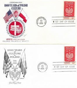 1966 FDC, #1313, 5c Poland's Millenium, Polonus Philatelic Society & Art...