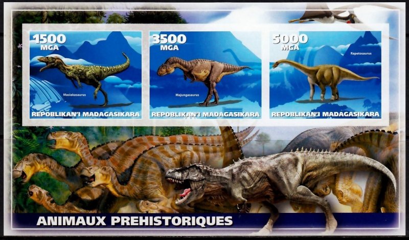 MADAGASCAR 2019 DINOSAURS PREHISTORIC ANIMALS ANIMAUX PRÉHISTORIQUES IMPERFORAT