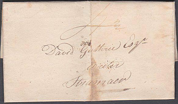 GB SCOTLAND 1837 folded entire to Stranraer - scarce GLENLUCE namestamp....54041