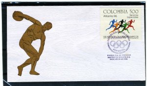 Colombia 1996 Olympics Atlanta set 1 value Perforated in FDC