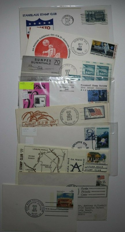 Multiple California Stamp Shows & Exhibition Lot of 11 Philatelic Expo Cachet 