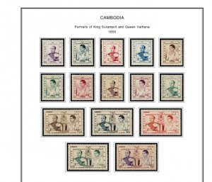 COLOR PRINTED FRENCH SE ASIA 1886-1956 STAMP ALBUM PAGES (32 illustrated pages)