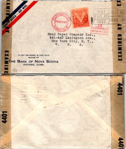 1943 Cuba Meter Slogan Cancel with Multi-Censor Tape #4401 to United States  ...
